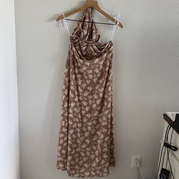 Lulu's Pictureaque Moments Brown Floral Backless Dress XL - Picture 3 of 6
